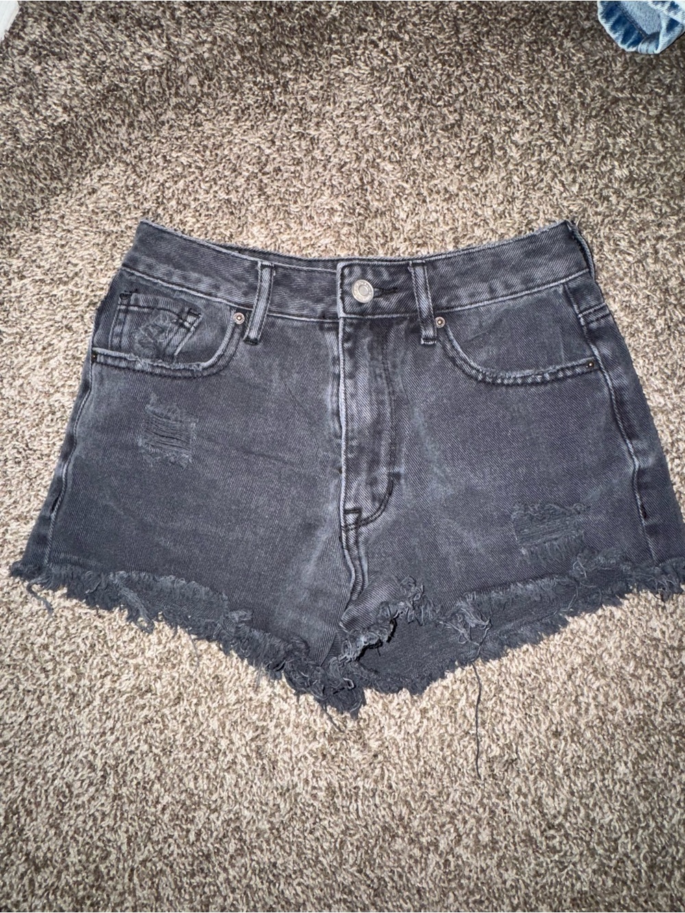 PacSun High-Rise Black Distressed Denim Shorts